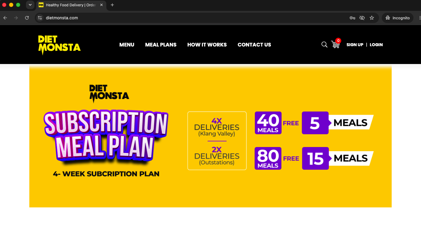Old homepage hero: 3D promo text on flat yellow